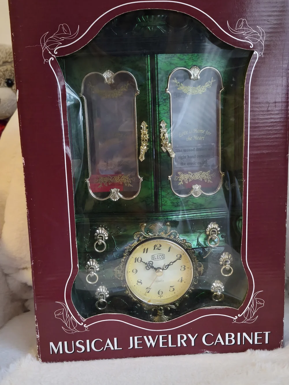 Vintage-Style Green Malachite Wall Jewelry Cabinet Clock by